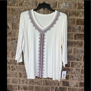 ALLISON DAILEY TOP New With Tags Size 3X Embroidered